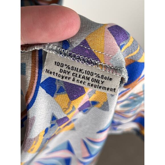 Tucker Geometric Southwestern 100% Silk Short Sleeve Mini Dress Multi Women's M - Picture 7 of 11